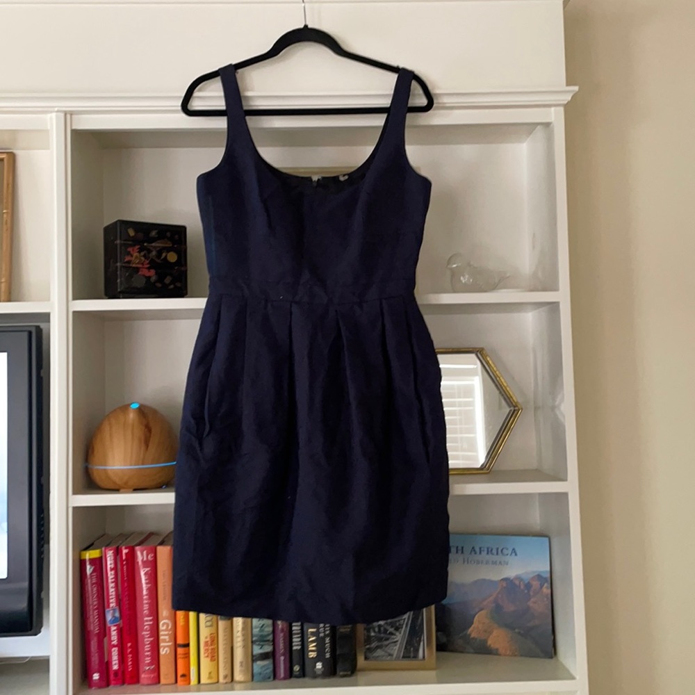 Classic scoop neck pleated waist dress
